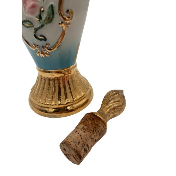 Vintage Jim Beam Gold & Blue Floral Decanter 18" 1963 Porcelain Collectible - Picture 12 of 13